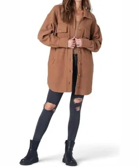 Saltwater Luxe Button Up Oversized Shacket In Sienna