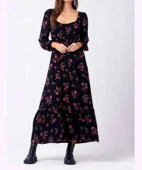 Saltwater Luxe Lenora Maxi Dress In Black/pink