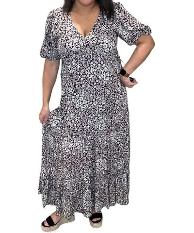 Saltwater Luxe Short Sleeve Seventies Daisy Maxi Dress