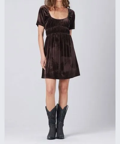 Saltwater Luxe Stretch Above The Knee Velour Dress In Chocolate Brown