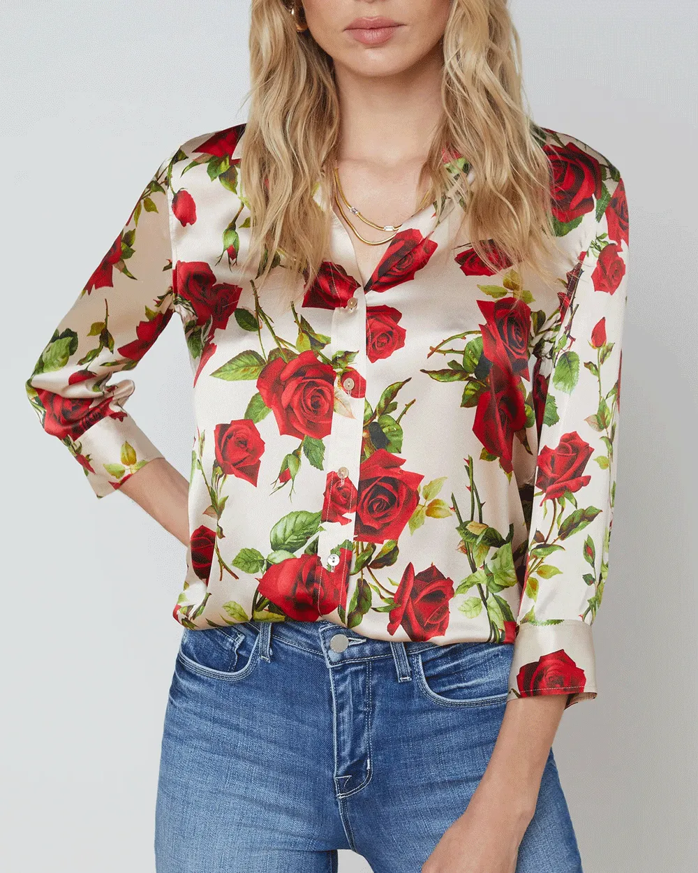 Sand and Red Rose Dani Blouse