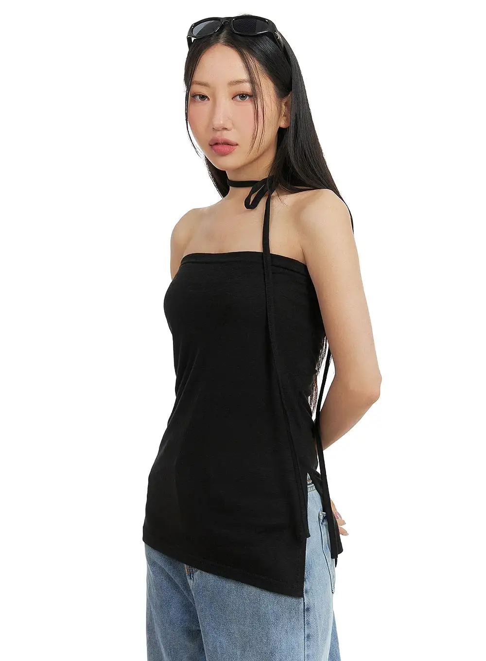 Side Slit Tube Top with Scarf CM422