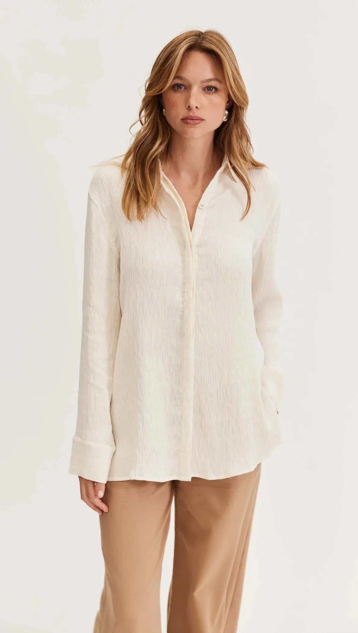 Staple the Label - Elena Textured Shirt Cream