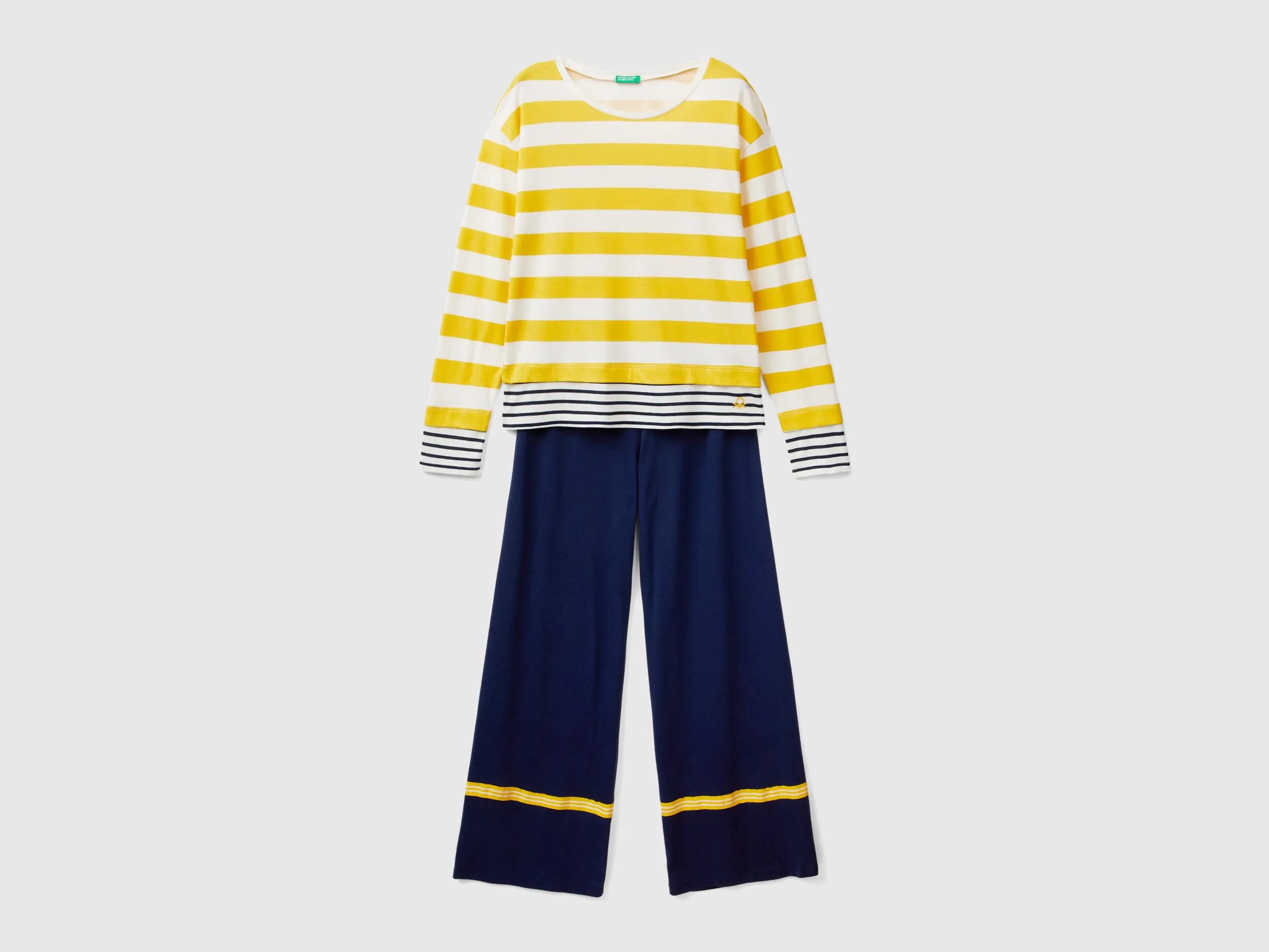 Striped viscose blend pyjamas - Multi-color | Benetton