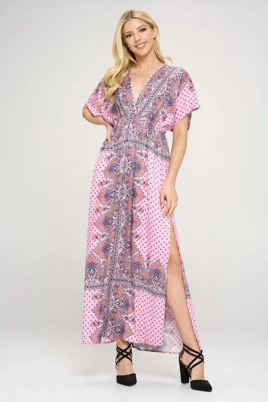 Surplice Maxi Dress with Side Slit