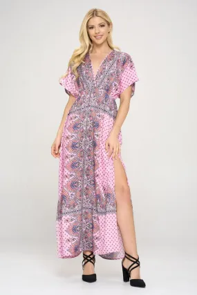 Surplice Maxi Dress with Side Slit