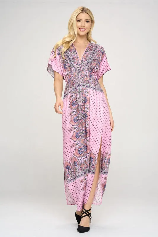 Surplice Maxi Dress with Side Slit