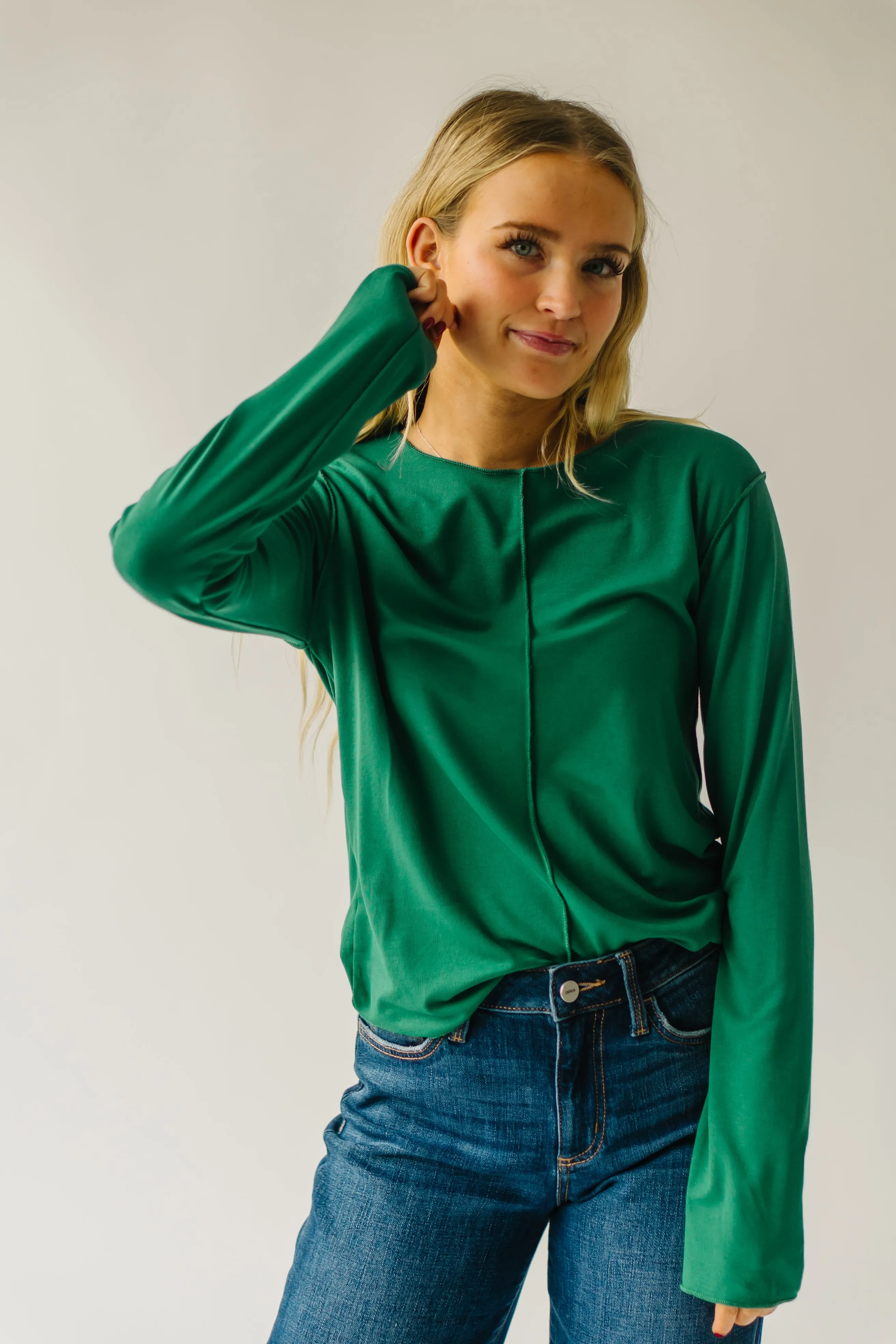 The Mesick Stitch Detail Blouse in Green