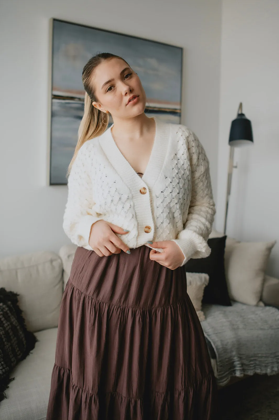 The Waffle Knit Chunky Cardigan - PLUS