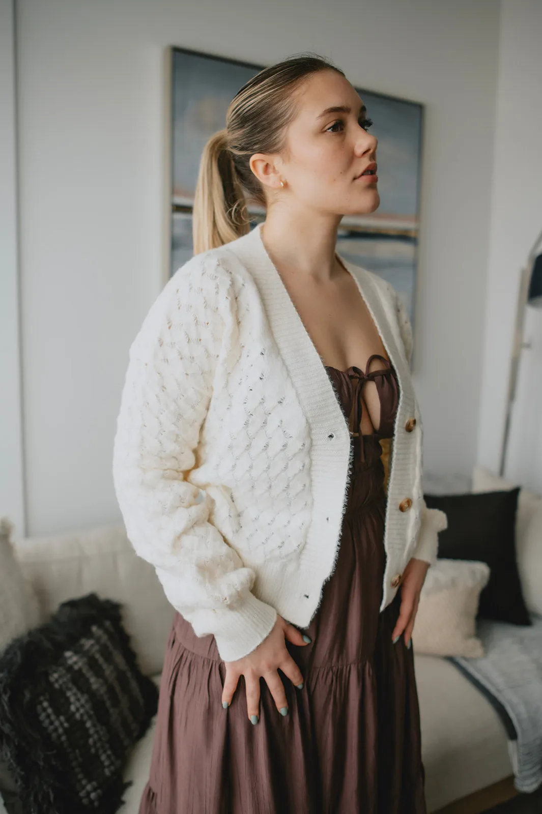 The Waffle Knit Chunky Cardigan - PLUS