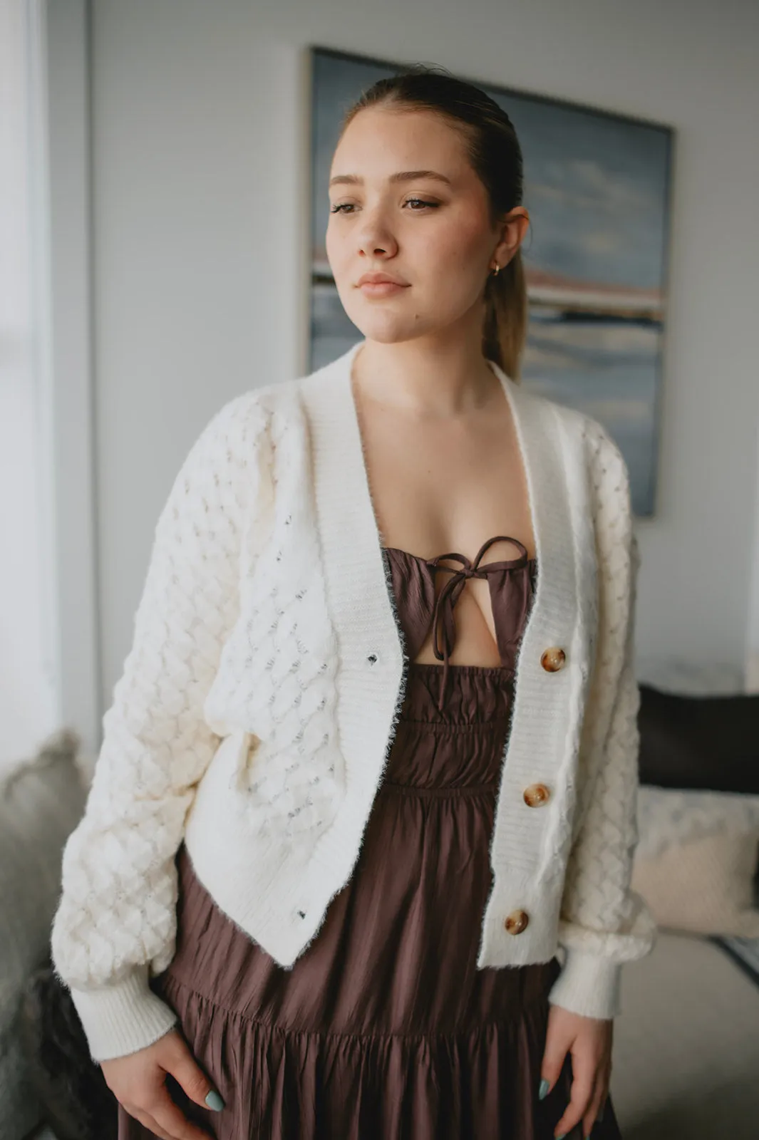 The Waffle Knit Chunky Cardigan - PLUS