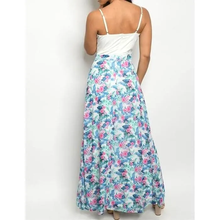 Tie Front Bodice Floral Maxi