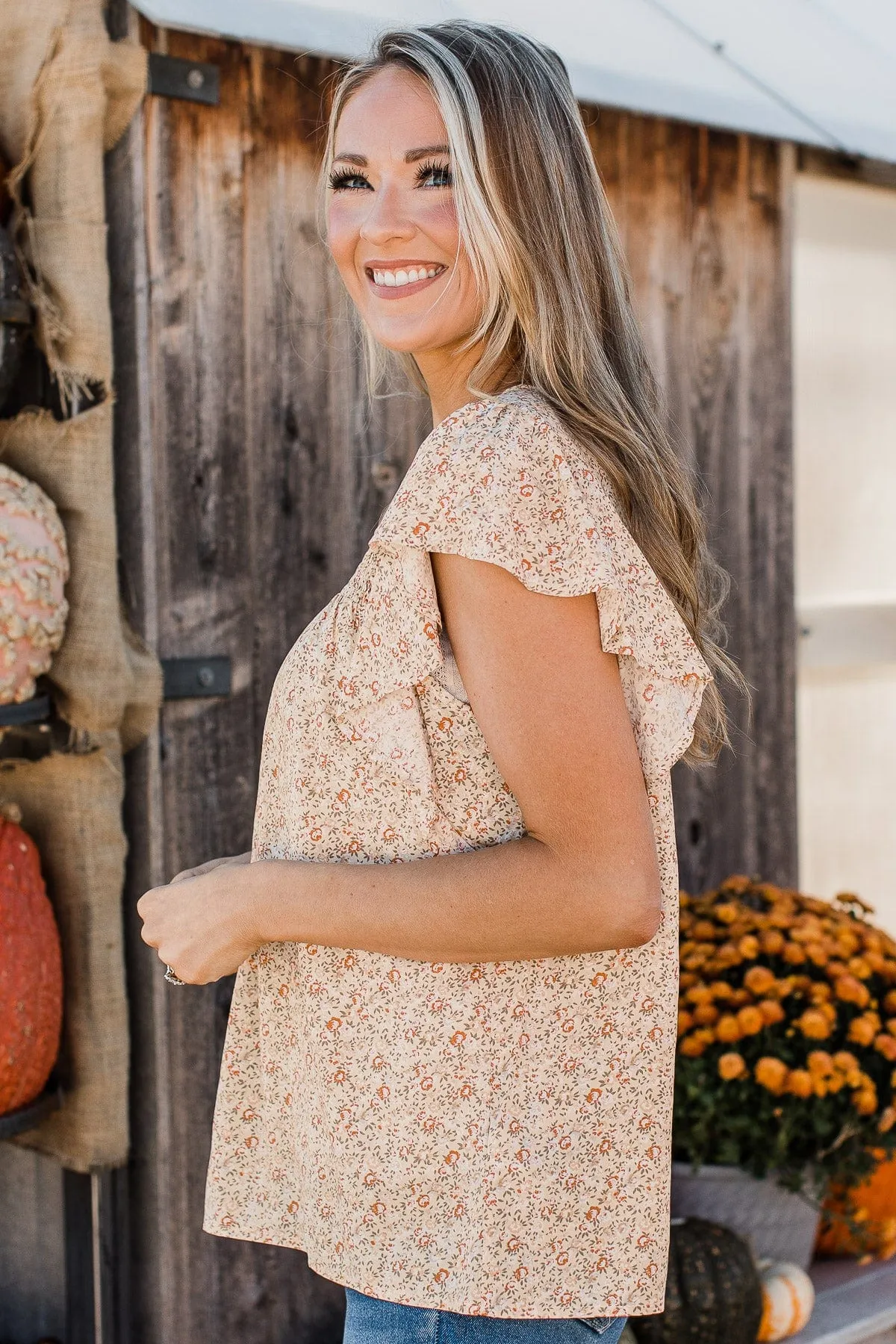 Unlimited Potential Smocked Floral Blouse- Cream