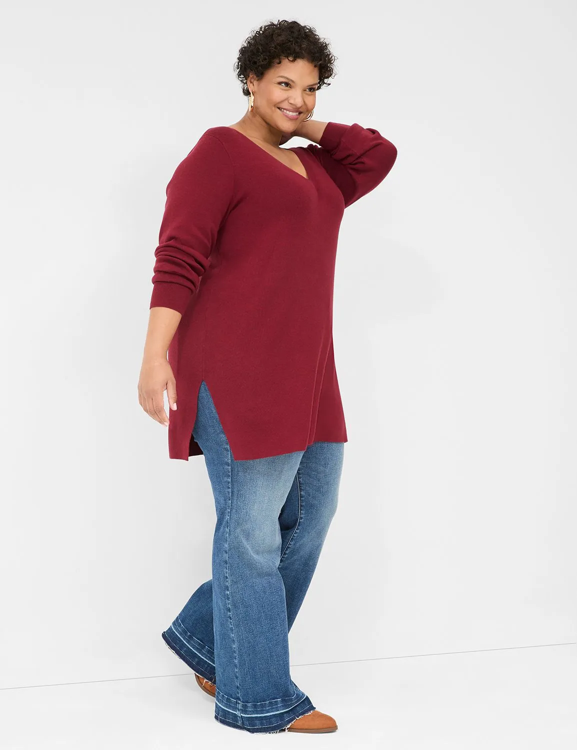 V-Neck Sweater Tunic