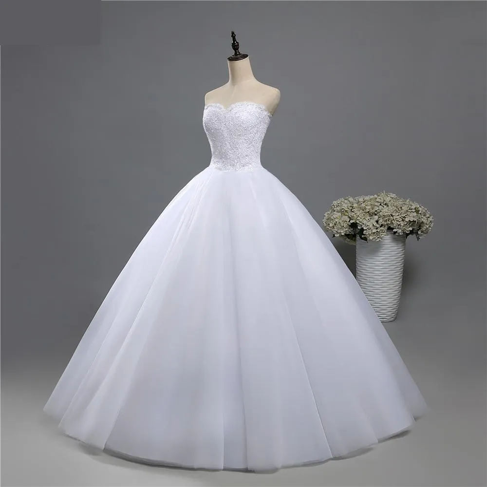 White Ivory Plus Size Formal Sweetheart Wedding Dress with Fashion Beads