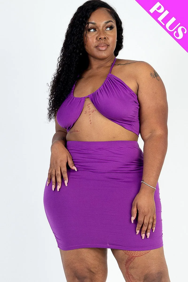 Wholesale Plus Size Halter Mini Skirt Set