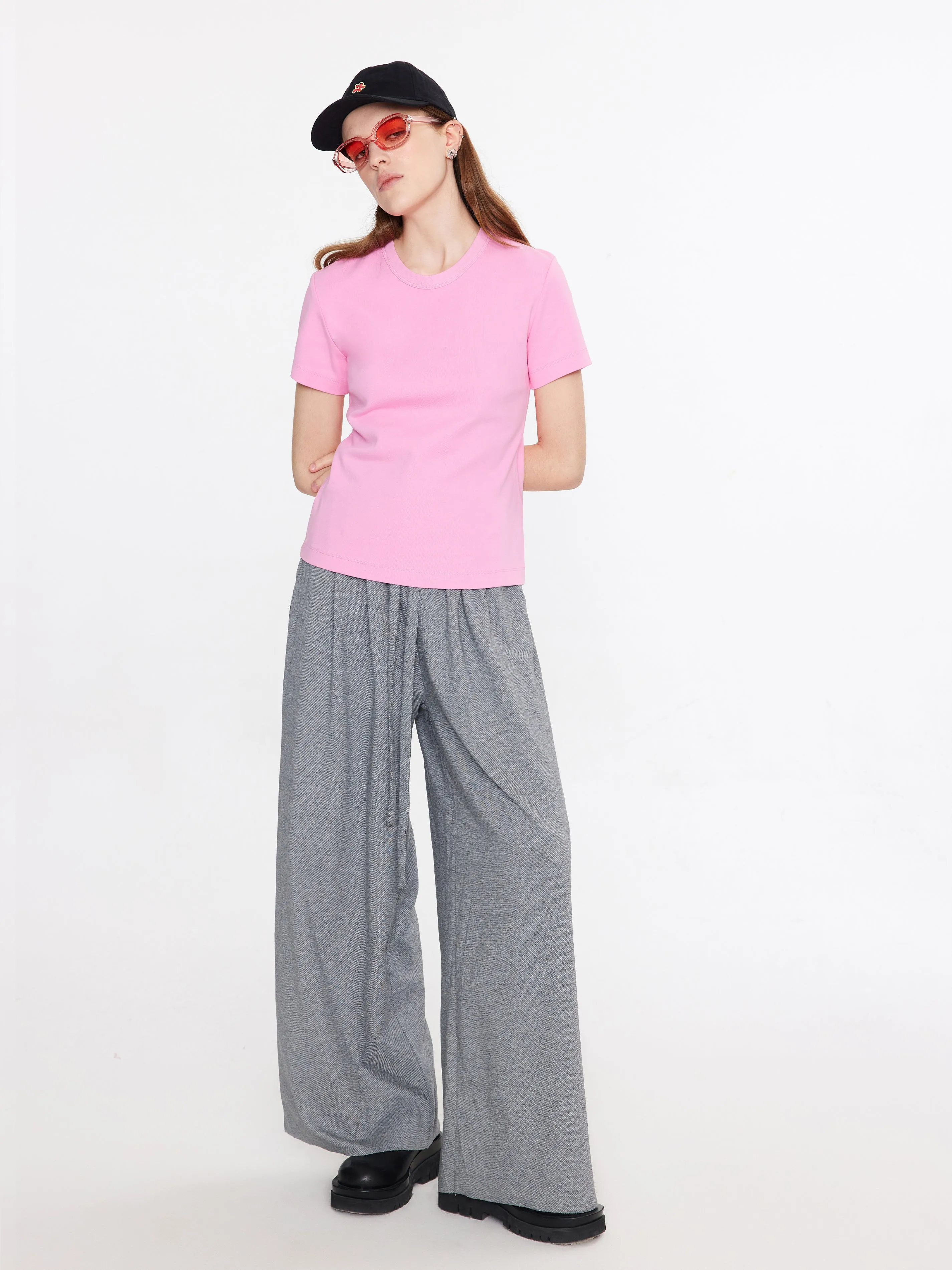 Wide Leg Casual Trousers