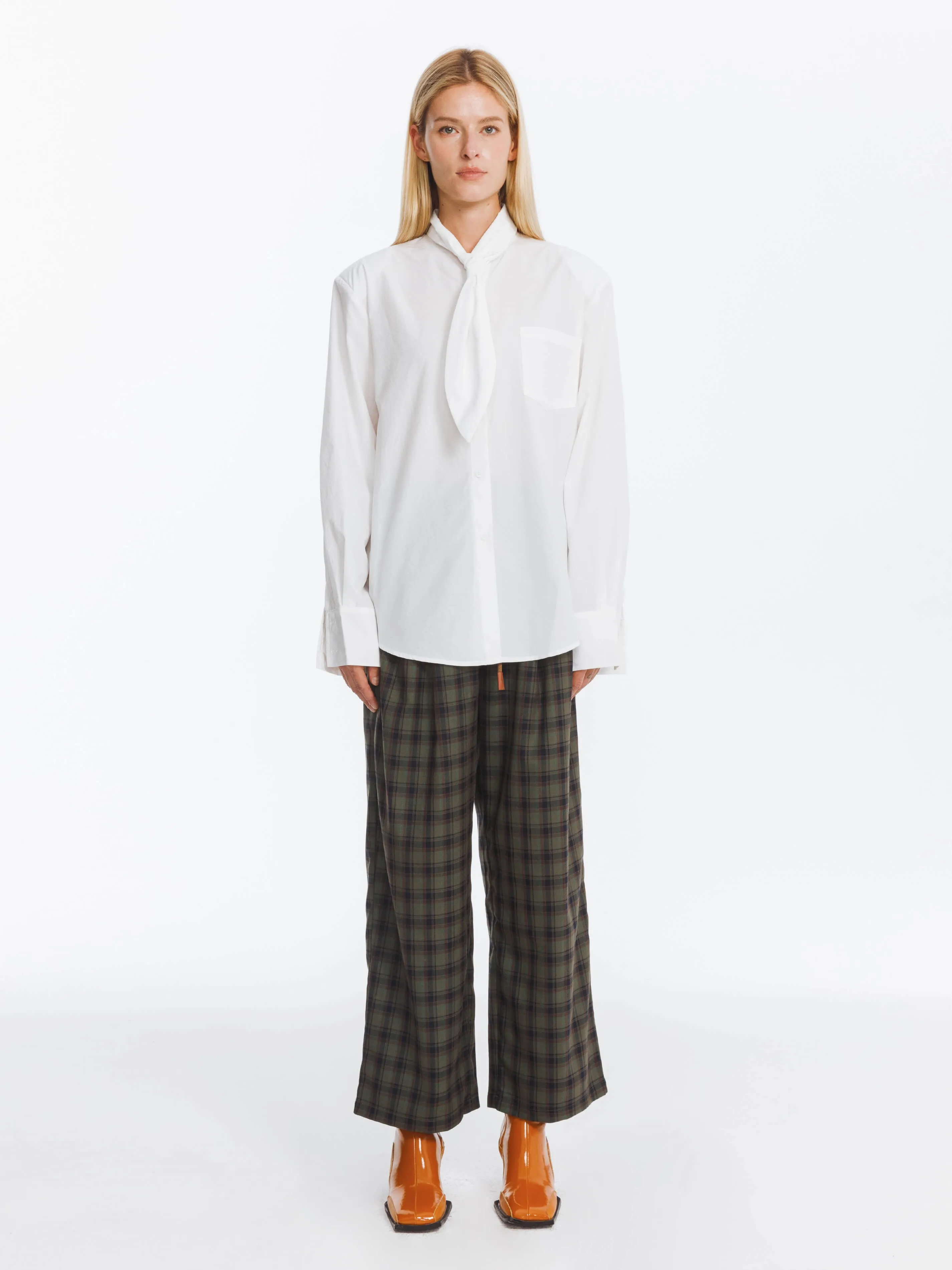 Wide Leg Tartan Casual Trousers