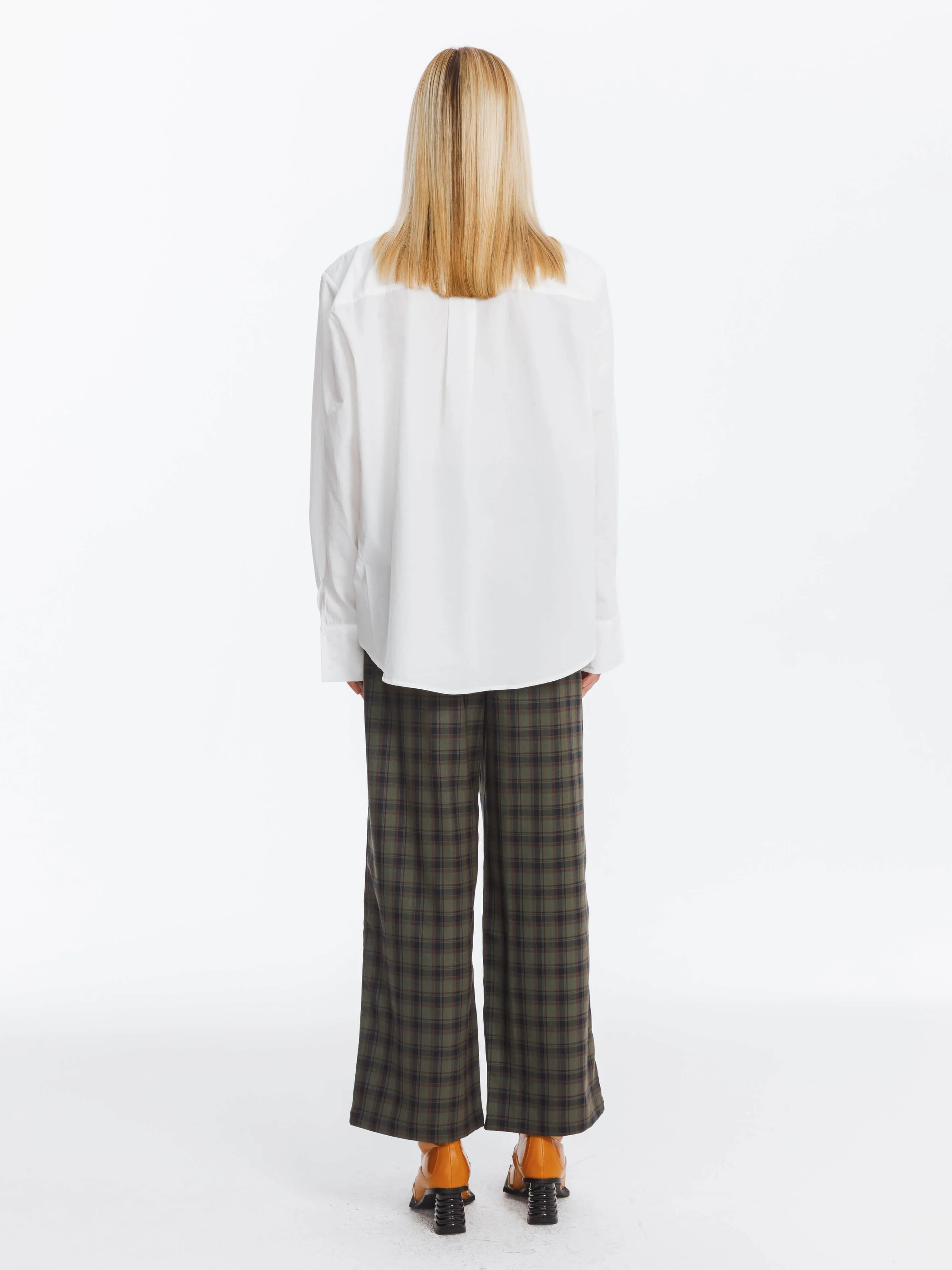 Wide Leg Tartan Casual Trousers