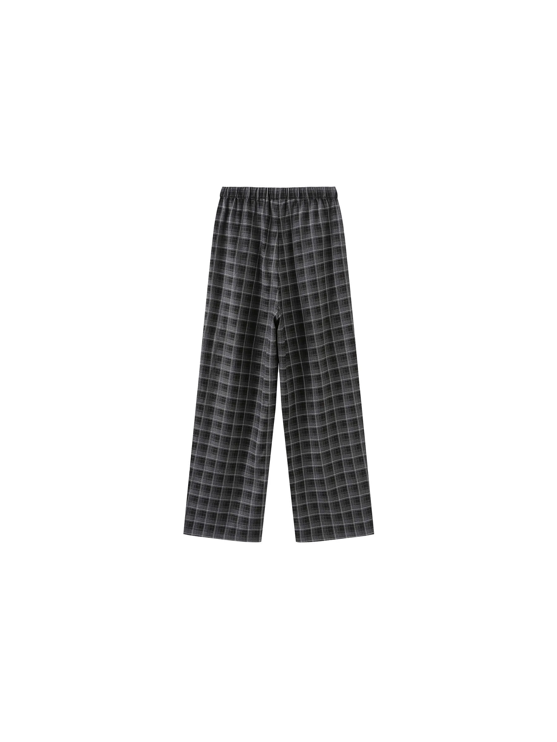 Wide Leg Tartan Casual Trousers