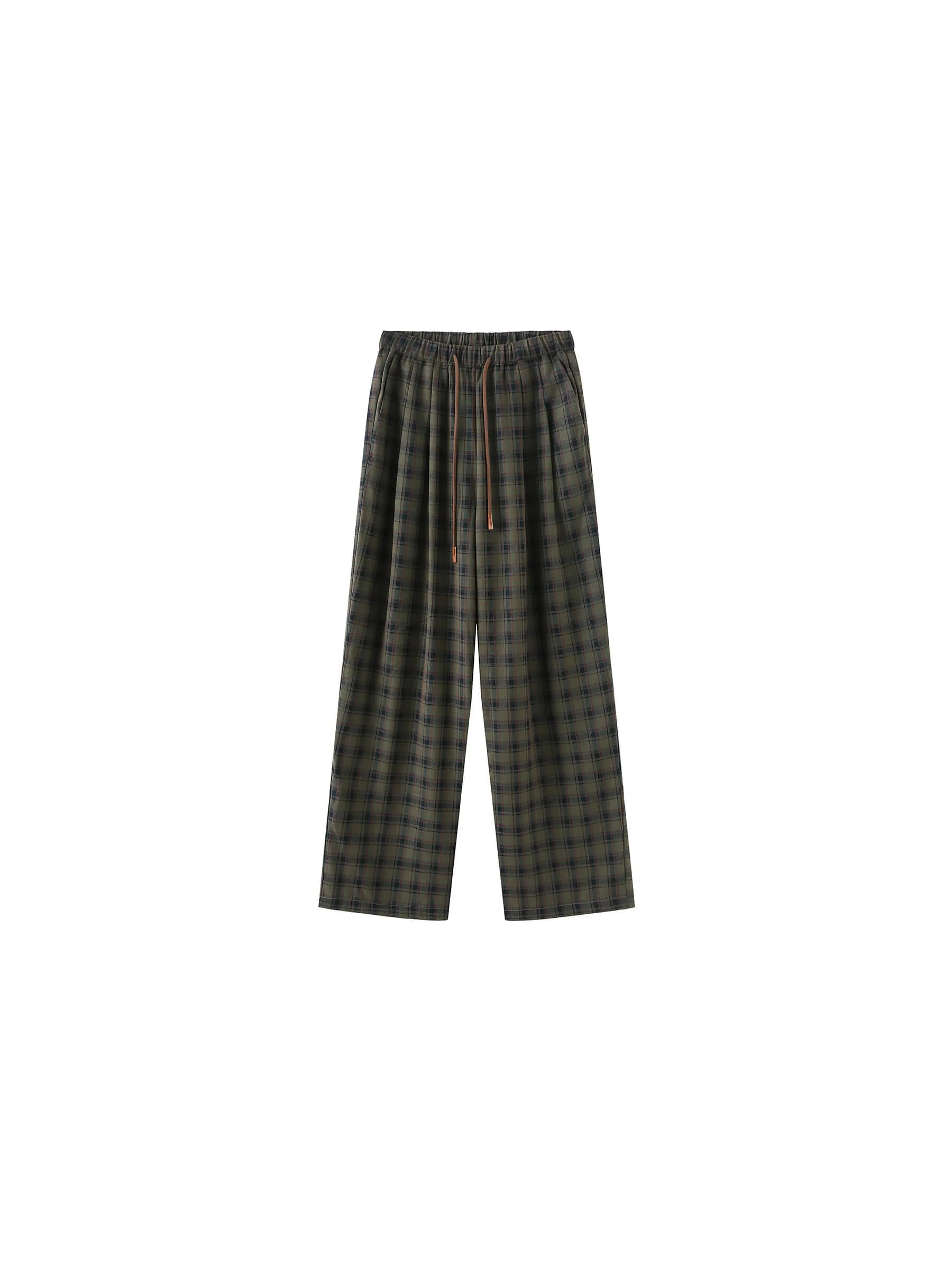 Wide Leg Tartan Casual Trousers