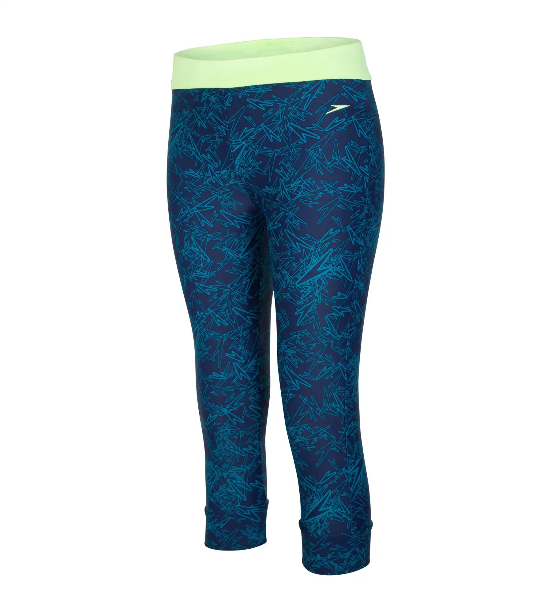 Women's Boom Splice Printed Swim Capri   - Navy  &  Nordic Teal