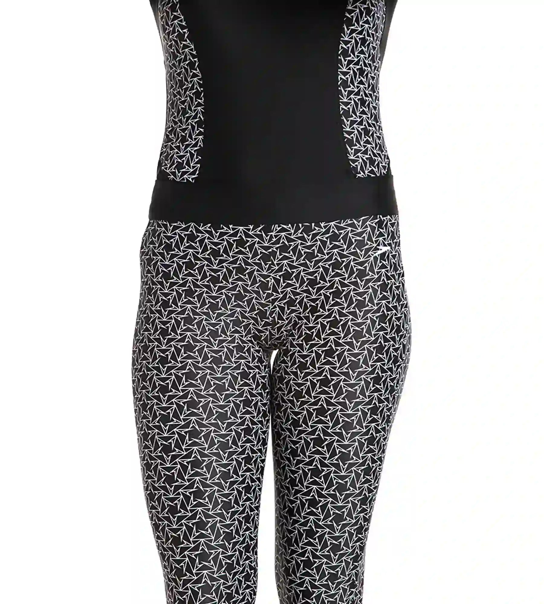 Women's Printed Contrast Swim Capri   - Black & White