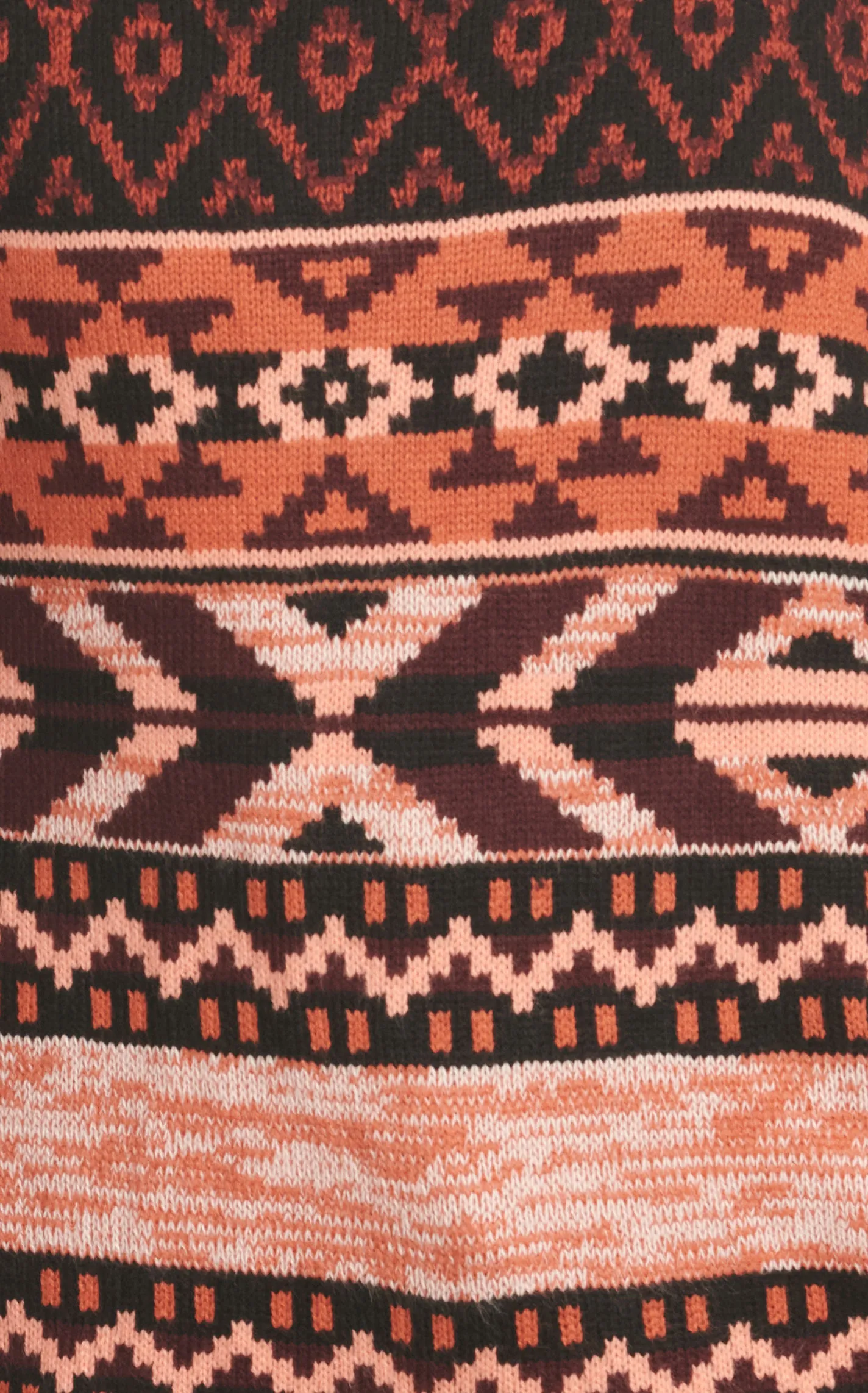 Wrangler Retro Women's Black Tangerine & Peach Aztec Cowl Neck Long Sleeve Sweater