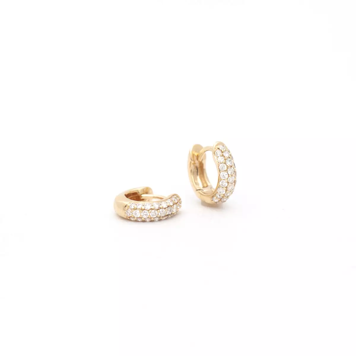 Yellow Gold Pavé Dome Huggies